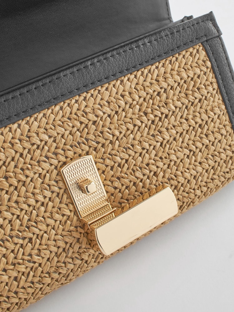 Tan Brown Raffia Large Purse - Image 5 of 5