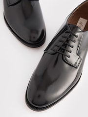 Black Standard Fit Signature Leather Sole Derby Shoes - Image 3 of 7