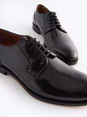 Black Standard Fit Signature Leather Sole Derby Shoes - Image 6 of 7