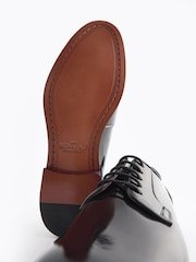 Black Standard Fit Signature Leather Sole Derby Shoes - Image 7 of 7