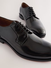 Black Standard Fit Signature Leather Sole Derby Shoes - Image 8 of 9