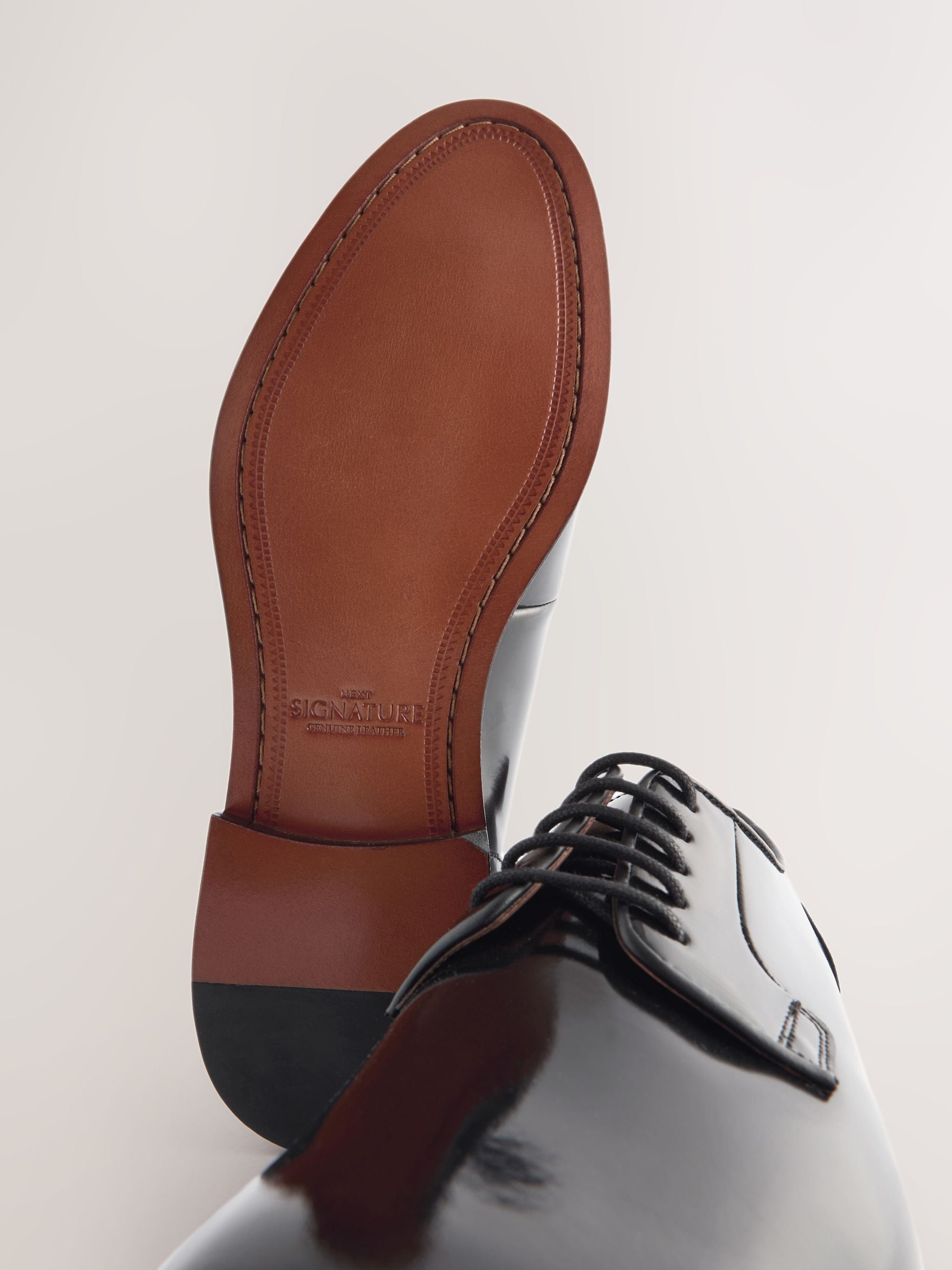 Buy Black Standard Fit Signature Leather Sole Derby Shoes from