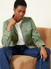 Love & Roses Khaki Green Petite Utility Front Pocket Button Through Jacket - Image 1 of 1