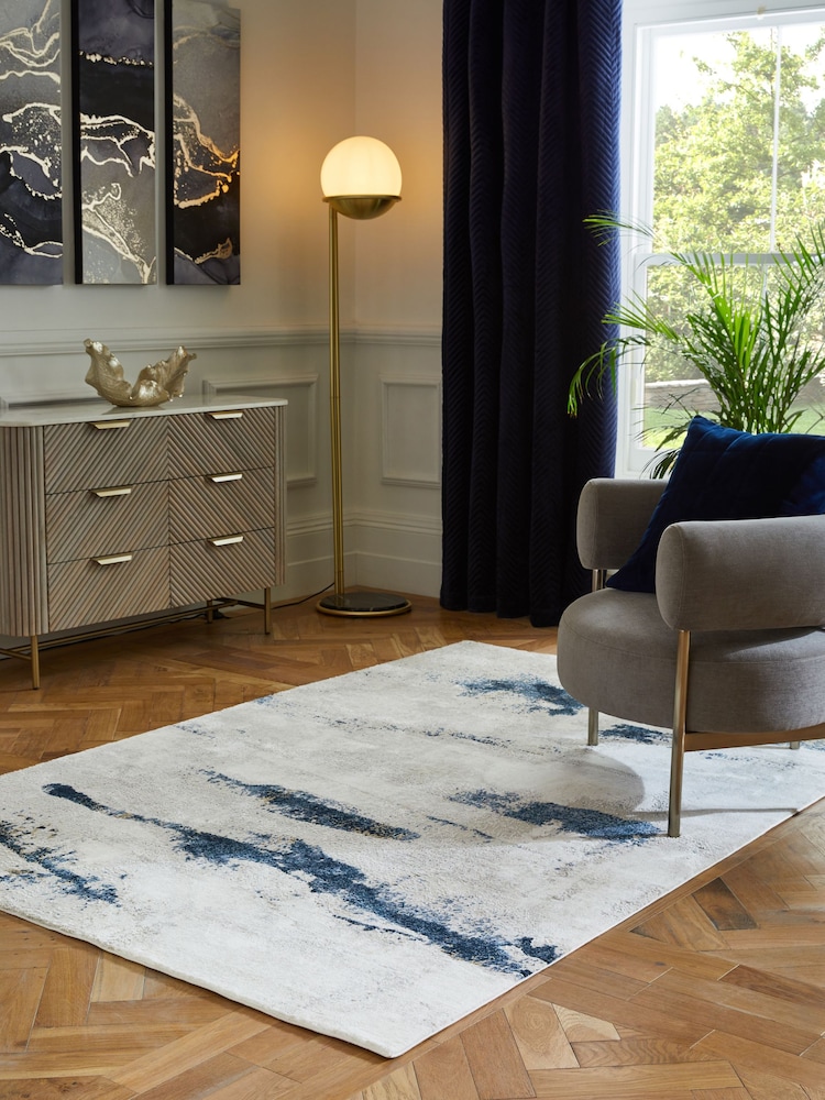 Silver/Blue Clara Chic Abstract Rug - Image 1 of 5