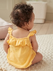 Yellow Textured Strappy Baby Romper - Image 3 of 11
