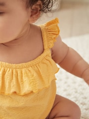 Yellow Textured Strappy Baby Romper - Image 4 of 11