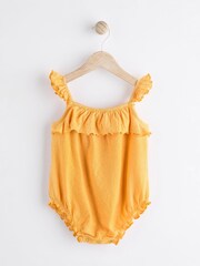 Yellow Textured Strappy Baby Romper - Image 5 of 11