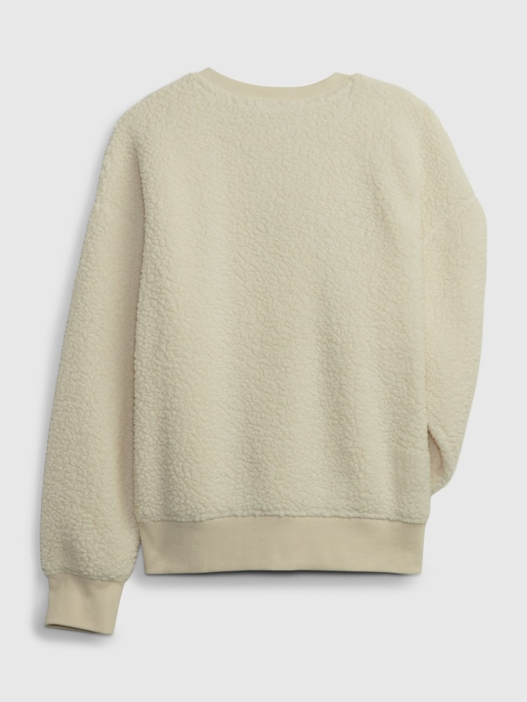 Gap Beige Sherpa Logo Long Sleeve Crew Neck Sweatshirt - Image 2 of 3