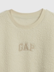 Gap Beige Sherpa Logo Long Sleeve Crew Neck Sweatshirt - Image 3 of 3