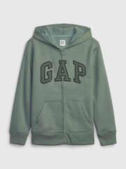Gap Green Logo Fleece Lined Zip Through Hoodie (4-13yrs) - Image 1 of 2