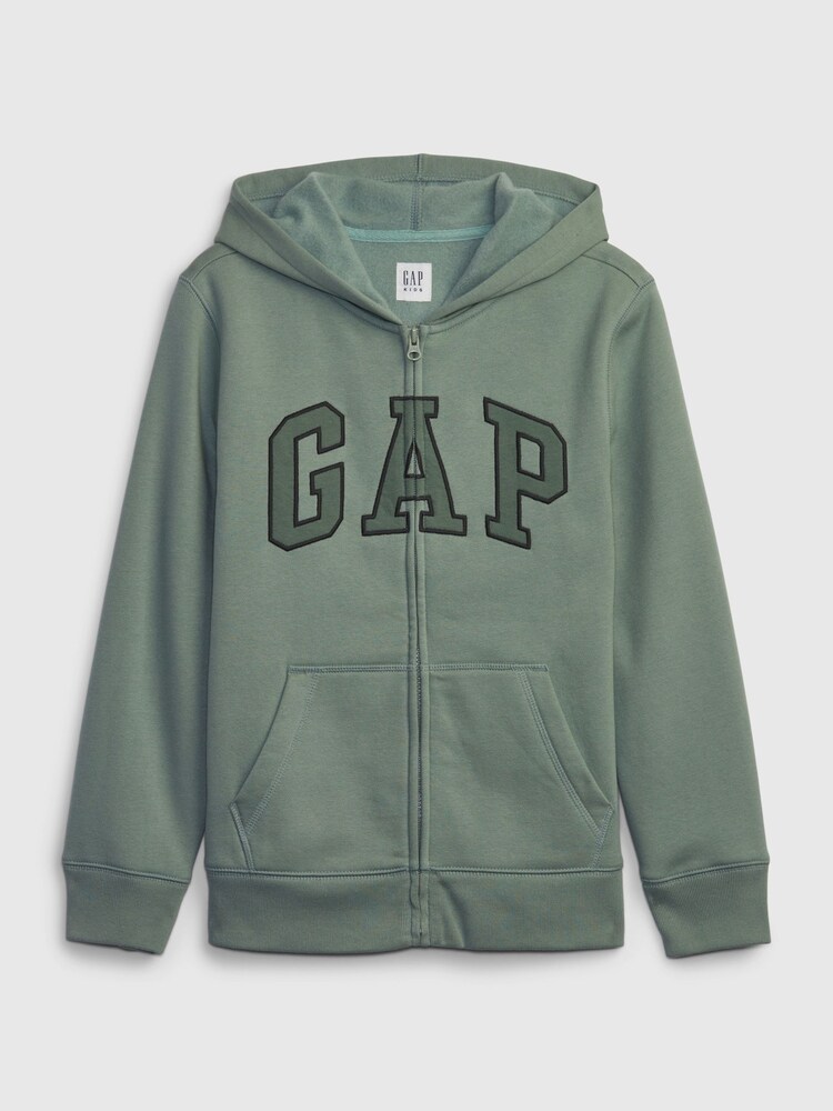 Gap Green Logo Fleece Lined Zip Through Hoodie (4-13yrs) - Image 1 of 2
