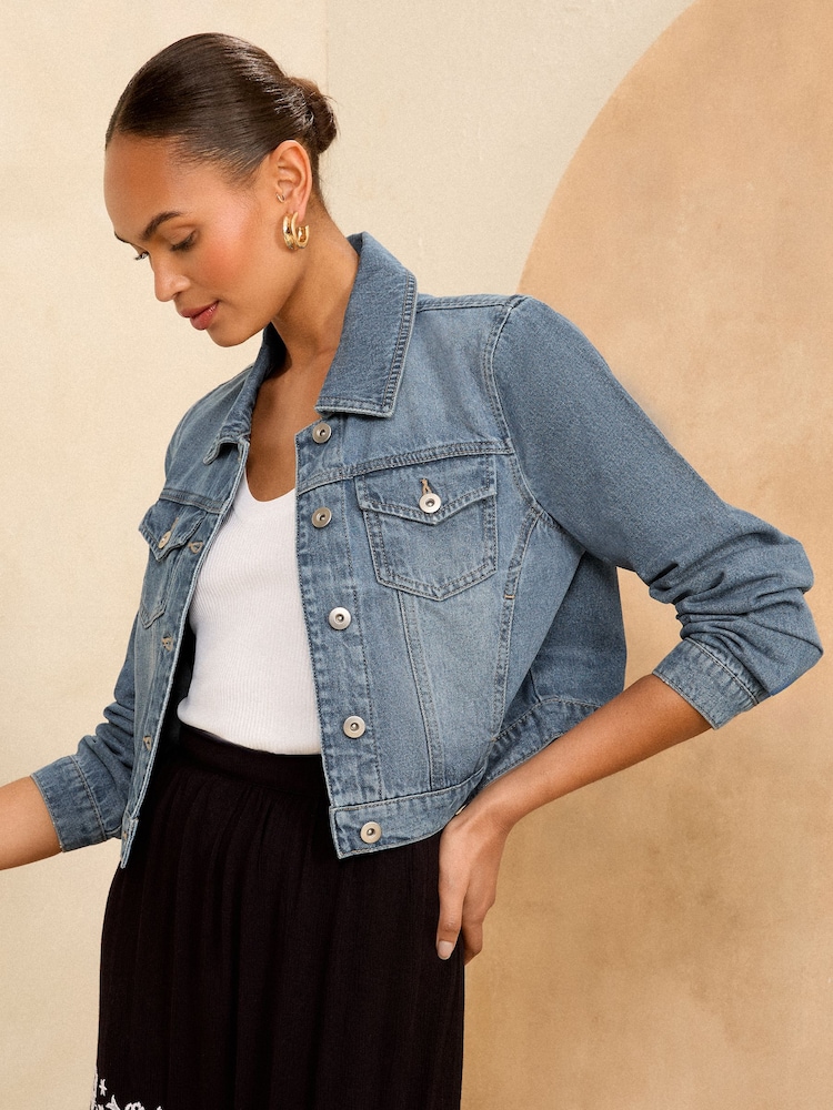 Love & Roses Crop Jachetă din denim - Image 1 of 4