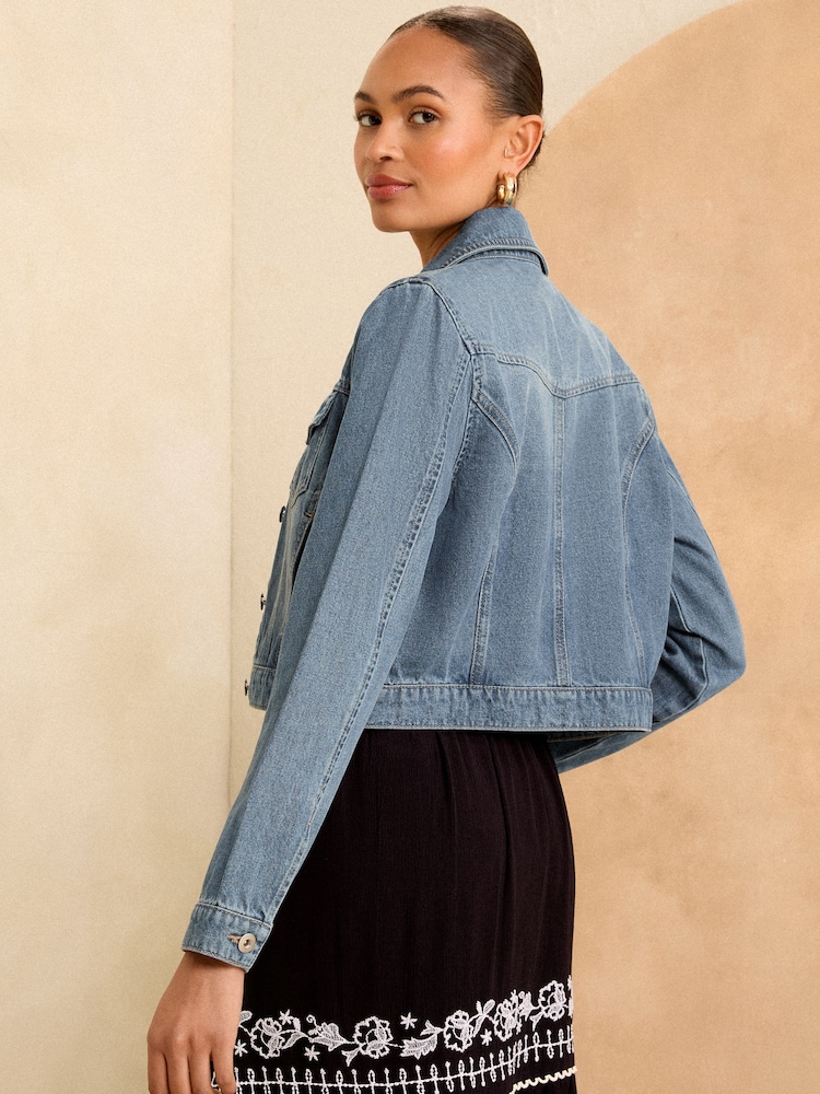 Love & Roses Crop Jachetă din denim - Image 3 of 4