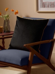 Furn Black Meridian Velvet 55cm X 55cm Cushion Cover - Image 1 of 5