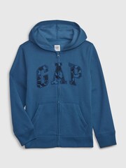 Gap Blue Logo Fleece Lined Zip Through Hoodie (4-13yrs) - Image 1 of 2