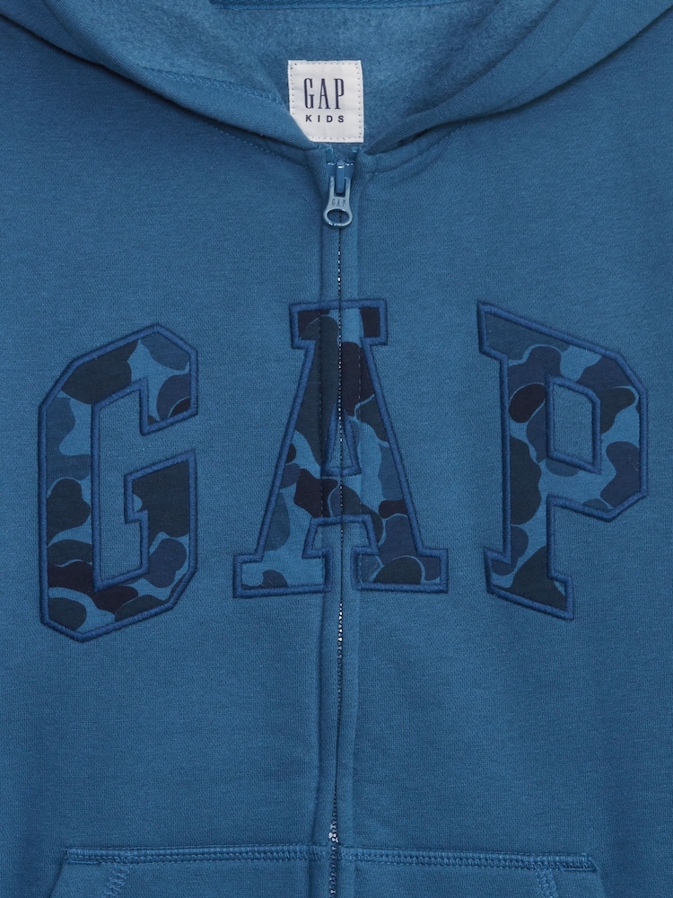 Gap Blue Logo Fleece Lined Zip Through Hoodie (4-13yrs) - Image 2 of 2 Gap Blue Logo Fleece Lined Zip Through Hoodie (4-13yrs) - Image 2 of 2