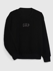 Gap Black Sherpa Logo Long Sleeve Crew Neck Sweatshirt - Image 1 of 1