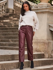 Sosandar Red Leather Straight Leg Trousers - Image 5 of 5