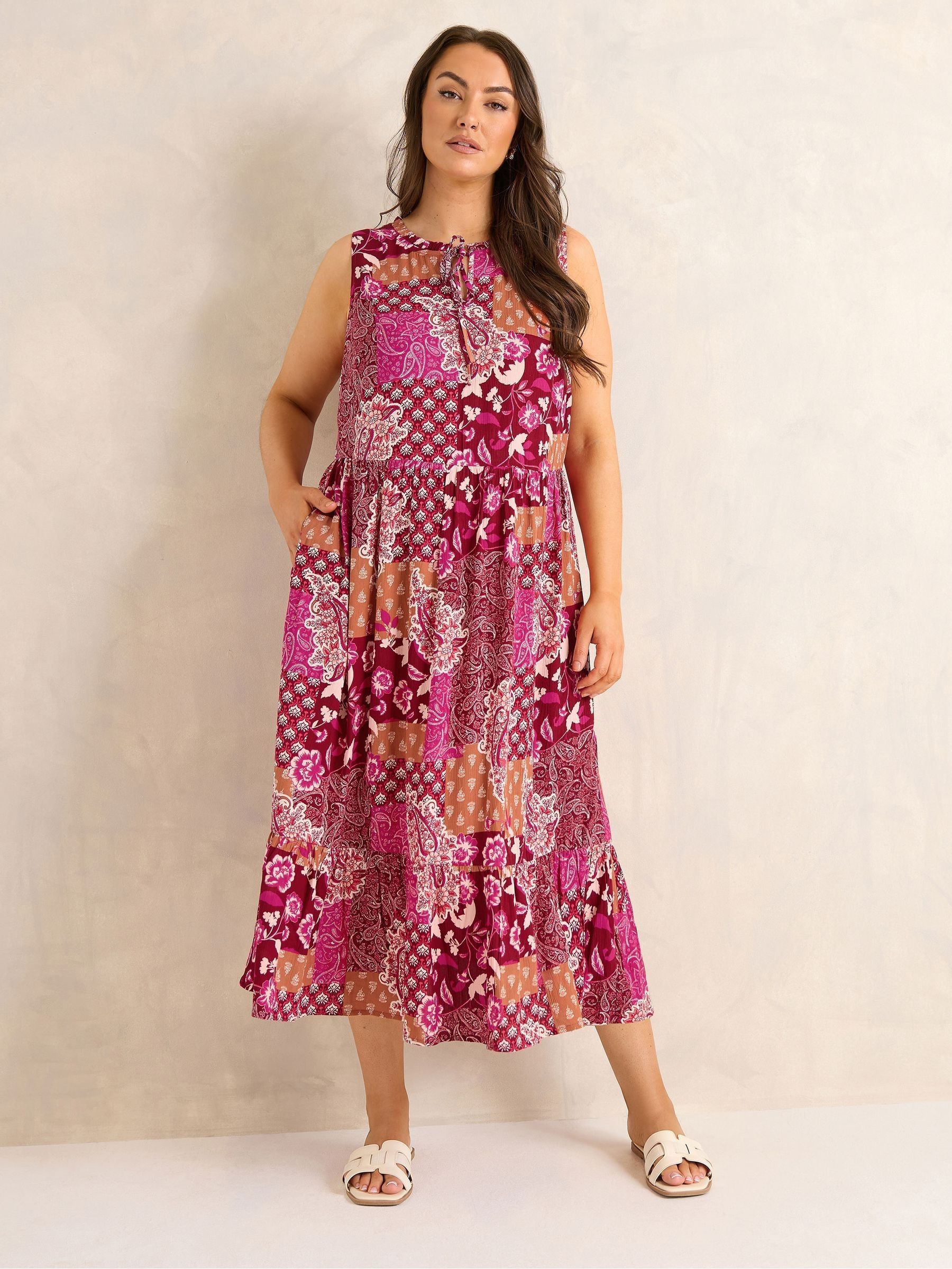 Evans Women's Orange Scarf Print Boho Dress