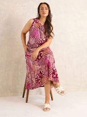 Evans Orange Scarf Print Boho Dress - Image 2 of 5