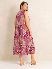 Evans Orange Scarf Print Boho Dress - Image 3 of 5