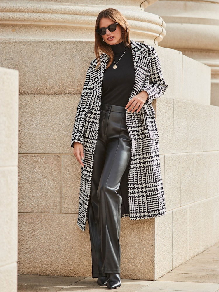 Sosandar Black Slim Wide Leg Faux Leather Trousers - Image 5 of 5