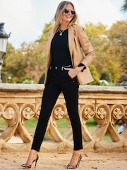 Sosandar Black Slim Zip Waist Super Stretch Leg Jeans - Image 1 of 3