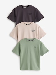 Reebok Boys Oversized Multi Logo 100% Cotton T-Shirt 3 Pack - Image 1 of 4