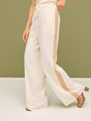 Neutral/Tan Linen Blend Side Stripe Track Trousers - Image 3 of 7