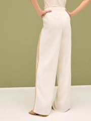 Neutral/Tan Linen Blend Side Stripe Track Trousers - Image 4 of 7