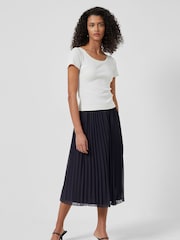 French Connection Blue Pleated Solid Skirt - Image 2 of 4