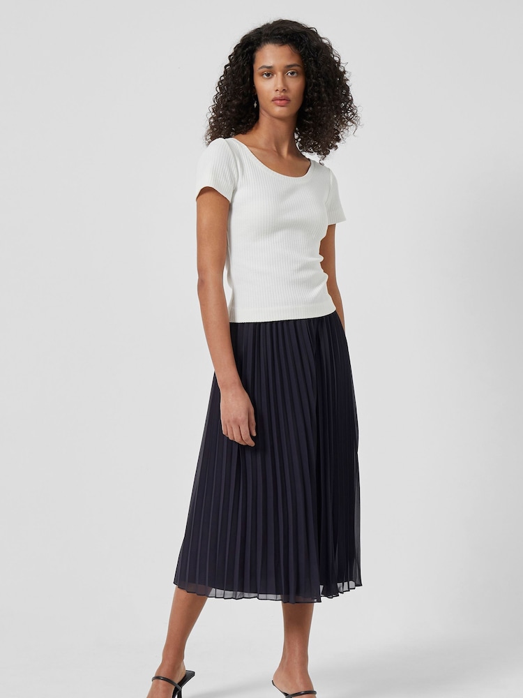 French Connection Blue Pleated Solid Skirt - Image 2 of 4
