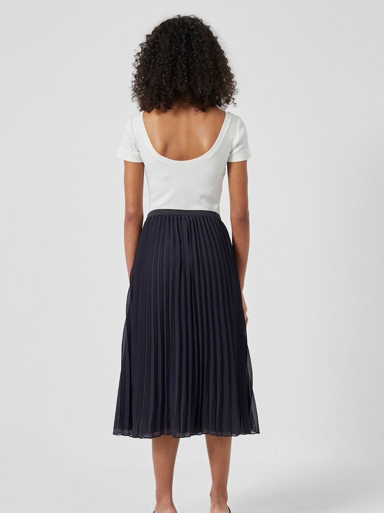 French Connection Blue Pleated Solid Skirt - Image 3 of 4