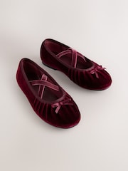 Burgundy Red Velvet Ruched Ballet Shoes - Image 1 of 5