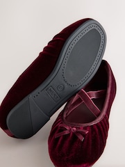 Burgundy Red Velvet Ruched Ballet Shoes - Image 5 of 5