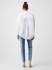 French Connection White Rhodes Long Sleeve Popover 100% Cotton Shirt - Image 2 of 4