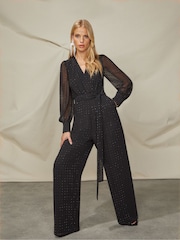 Ro&Zo Hotfix Stud Black Jumpsuit - Image 5 of 8