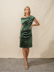 Ro&Zo Green Ripple Velvet Short Dress - Image 4 of 6