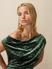 Ro&Zo Green Ripple Velvet Short Dress - Image 5 of 6