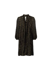 Ro&Zo Gold Circle Foil Keyhole Swing Short Black Dress - Image 5 of 5