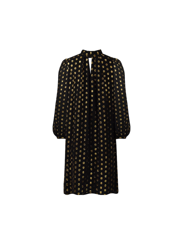 Ro&Zo Gold Circle Foil Keyhole Swing Short Black Dress - Image 5 of 5