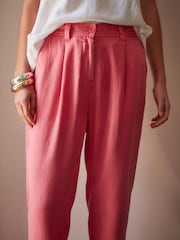 Pink Linen Blend Taper Trousers - Image 5 of 7