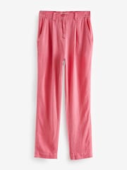 Pink Linen Blend Taper Trousers - Image 6 of 7