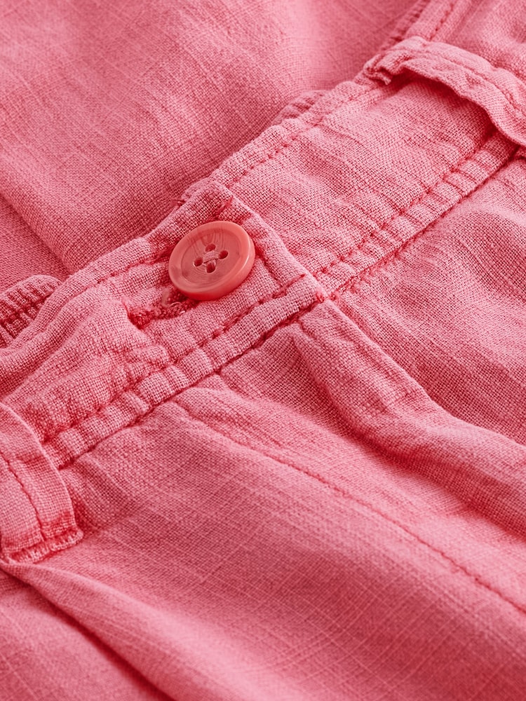 Pink Linen Blend Taper Trousers - Image 7 of 7