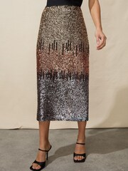 Ro&Zo Sequin Ombre Black Skirt - Image 3 of 7