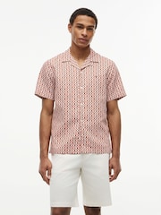Tommy Hilfiger Orange Regular Linen Blend Print Short Sleeve Shirt - Image 1 of 5