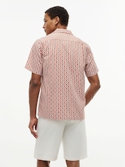 Tommy Hilfiger Orange Regular Linen Blend Print Short Sleeve Shirt - Image 2 of 5