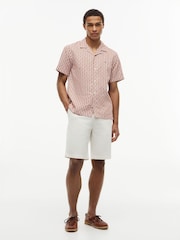Tommy Hilfiger Orange Regular Linen Blend Print Short Sleeve Shirt - Image 3 of 5