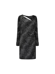Ro&Zo Swirly Sparkle Velvet Short Black Dress - Image 5 of 6