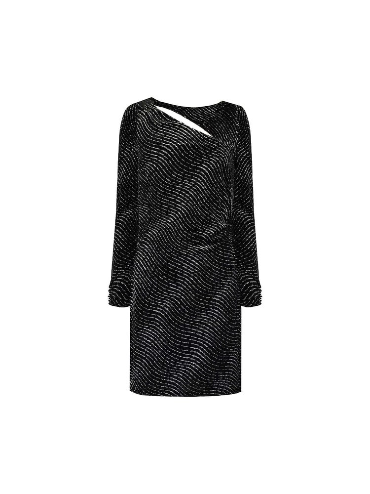 Ro&Zo Swirly Sparkle Velvet Short Black Dress - Image 5 of 6
